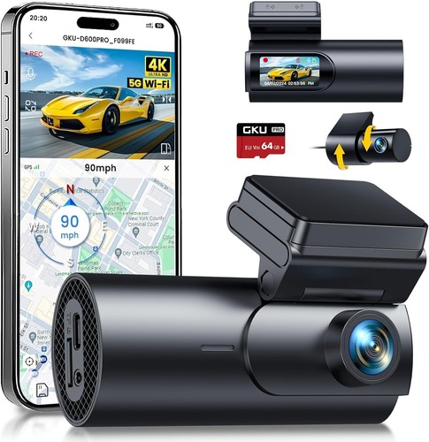 Gku dash cam auto 5ghz - 4k,